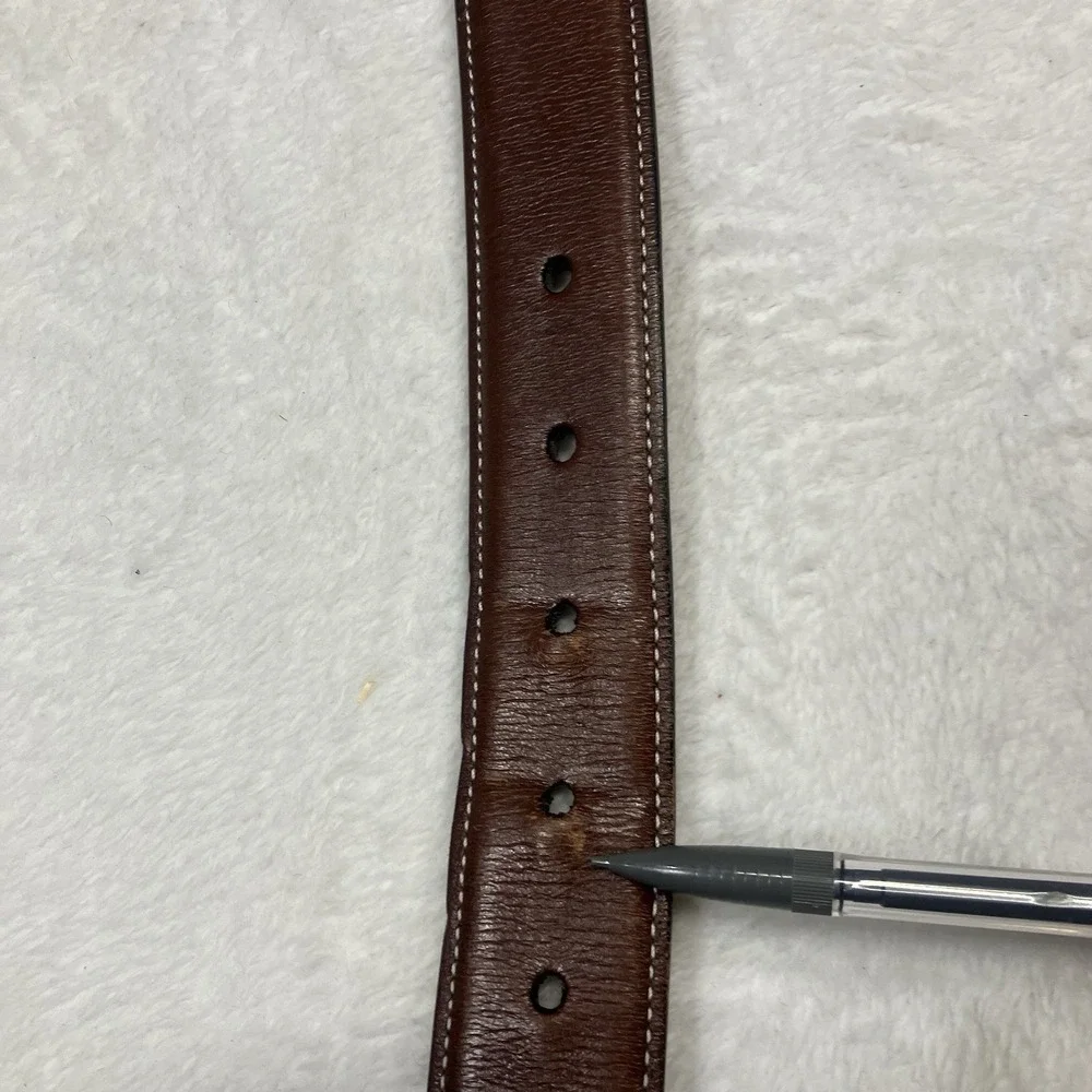 Nordstrom Men's Shop Brown Leather Belt – Size 46‎ Made in USA, Polished Buckle